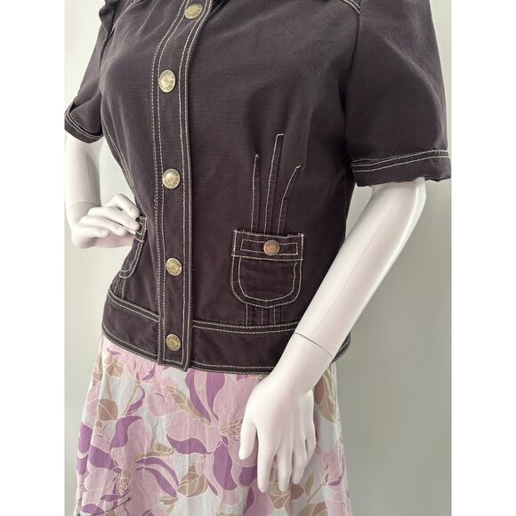 Y2k Tommy Hilfiger Women's Short Sleeve Faded Navy Blue Jacket Top size M - Picture 7 of 10